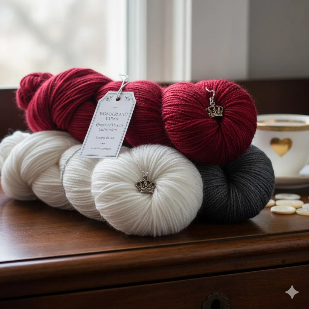 Wonderland Yarns Queen of Hearts limited luxury cashmere and silk blend skeins