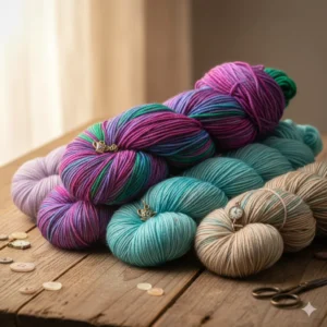 Colorful Wonderland Yarns hand-dyed superwash merino skeins in variegated and tonal shades, former Joann exclusive