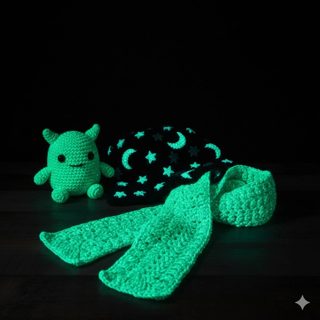 Creative glow in the dark yarn projects for crochet and knitting glowing in darkness