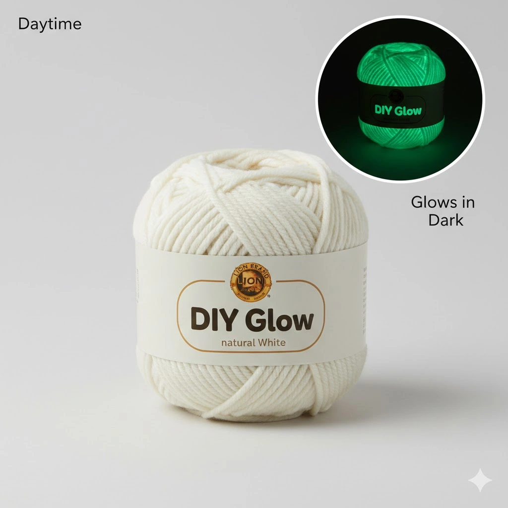 Lion Brand DIY Glow in the dark yarn – premium worsted weight for crochet and knitting
