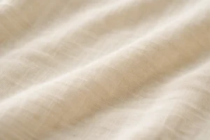 Photorealistic close-up of muslin fabric texture, plain weave cotton fibers, natural off-white muslin cloth surface, soft indoor lighting, textile photography, highly detailed fabric threads